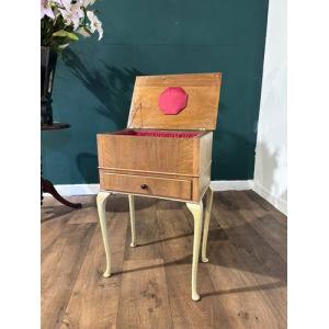 Vintage Walnut Sewing Box On Cabriole Supports