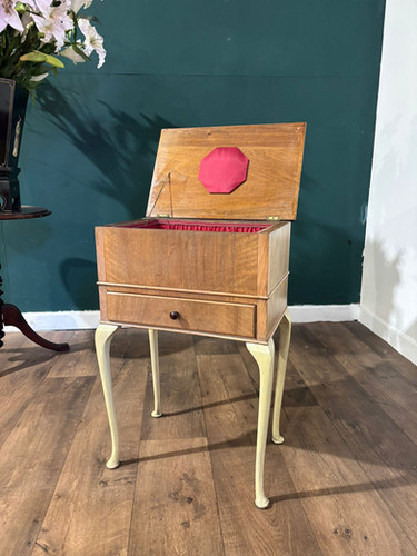 Vintage Walnut Sewing Box On Cabriole Supports