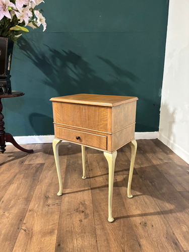 Vintage Walnut Sewing Box On Cabriole Supports