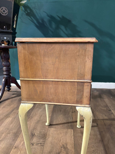Vintage Walnut Sewing Box On Cabriole Supports