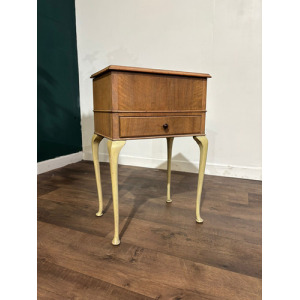 Vintage Walnut Sewing Box On Cabriole Supports