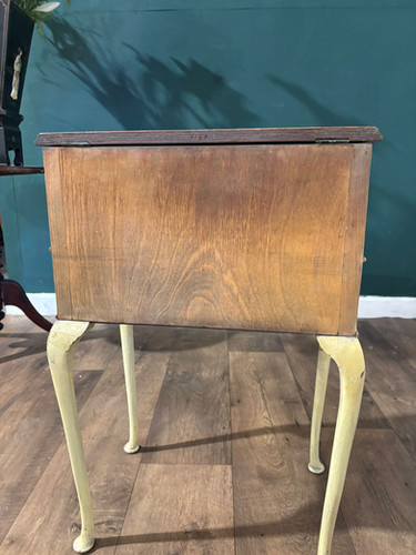 Vintage Walnut Sewing Box On Cabriole Supports