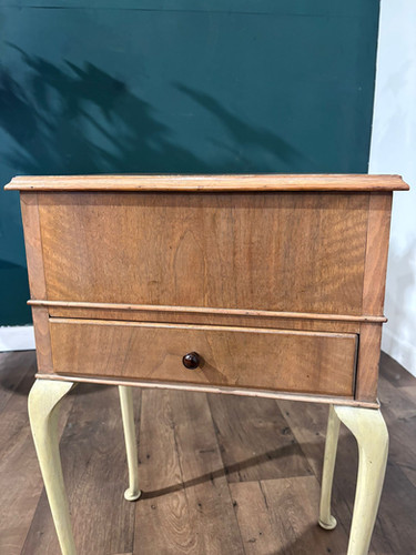 Vintage Walnut Sewing Box On Cabriole Supports