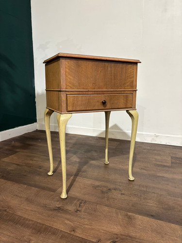 Vintage Walnut Sewing Box On Cabriole Supports