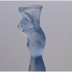 A pair Art Deco glass Walther & Sohne blue Mermaid Nymphen Candlesticks C.1930's