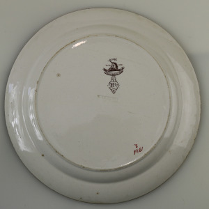Antique Victorian aesthetic Wedgwood polychrome clobbering pottery Plate C.1881