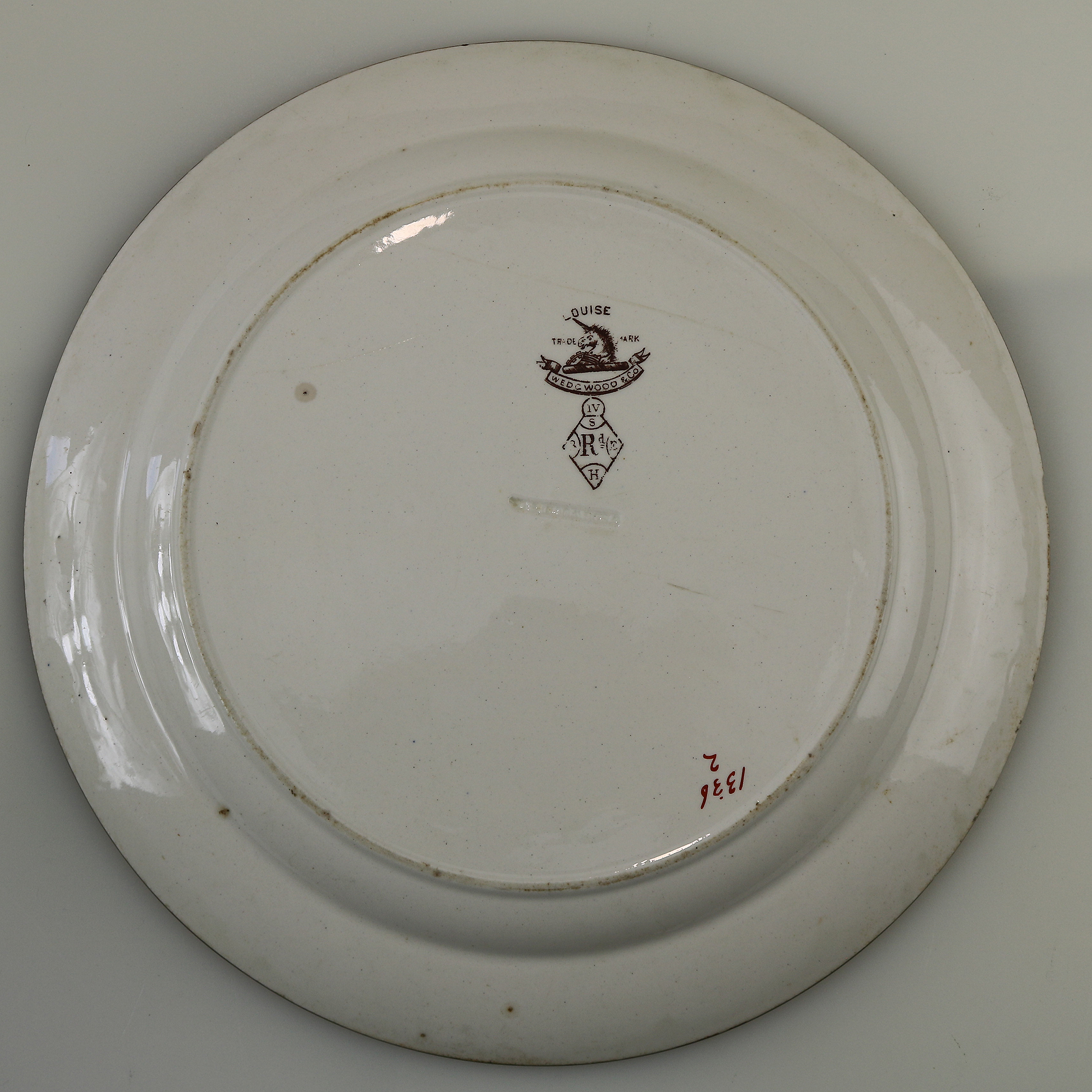 Antique Victorian aesthetic Wedgwood polychrome clobbering pottery Plate C.1881