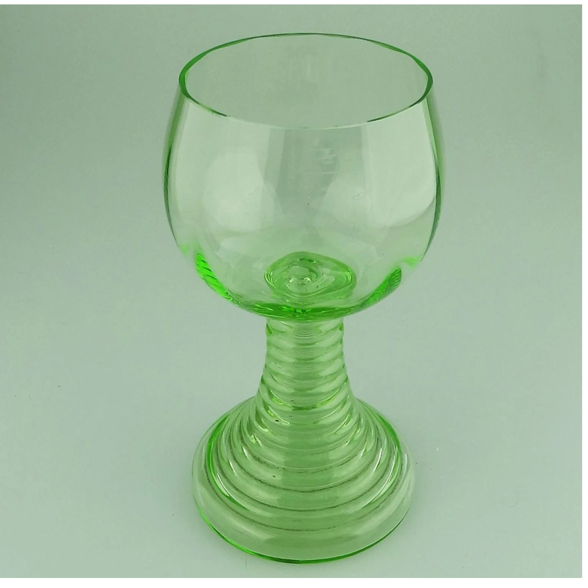 An attractive Art Deco stemware green glass stepped Goblet C.1920-30's